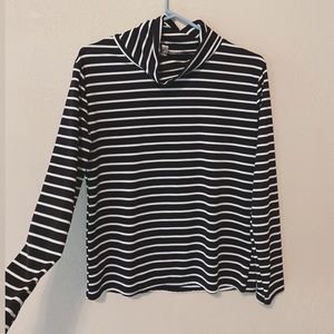 Black and White Striped Turtle Neck